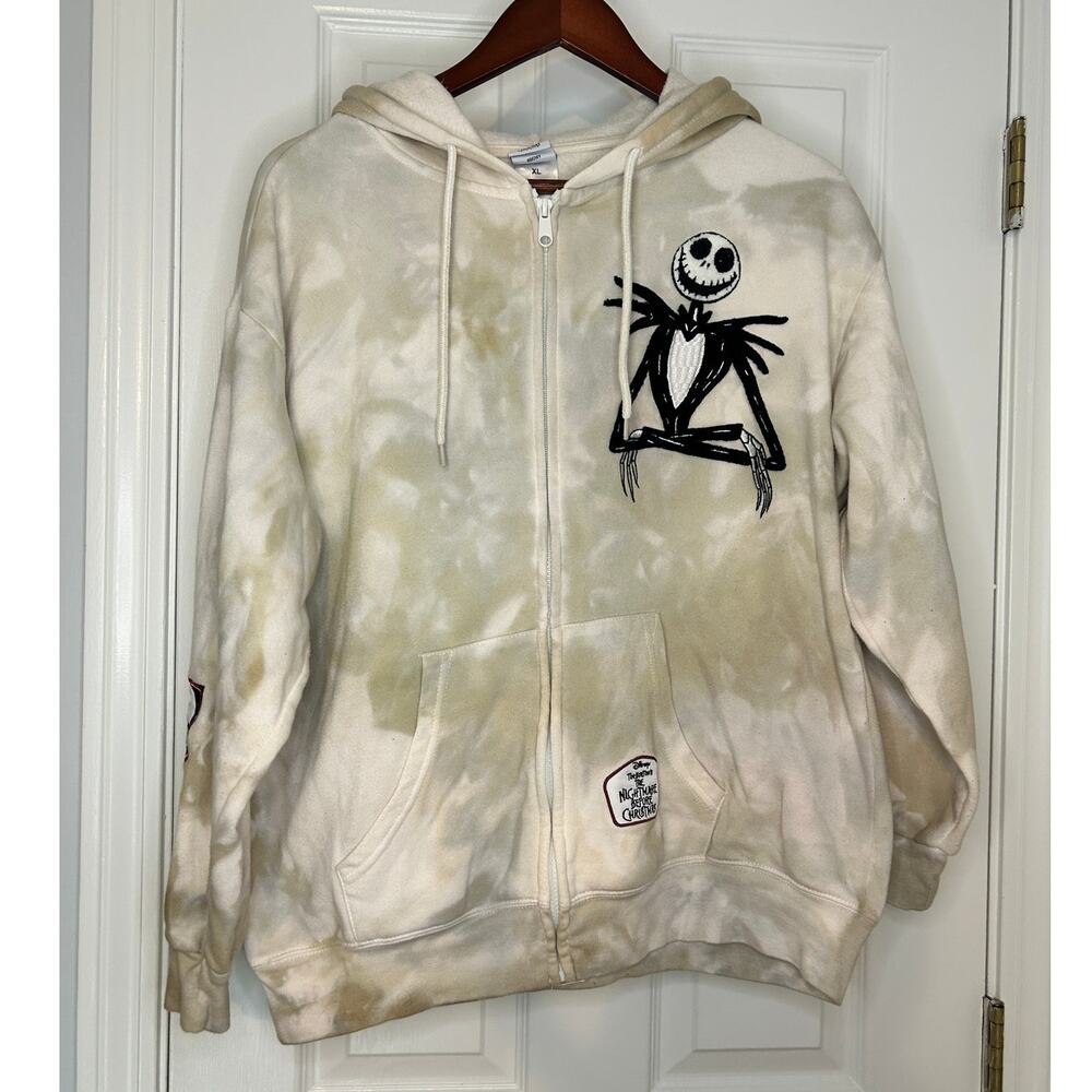 Disney Nightmare Before Christmas Hoodie XL Jack Skellington Zip Up Tie Dye